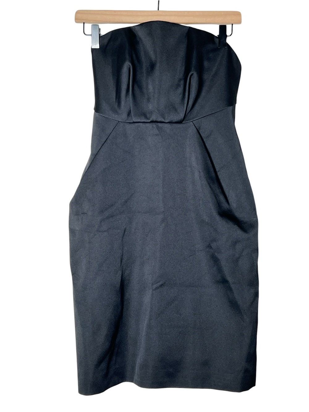 NWT Cameo Classic Black Satin Strapless Sheath Dress size medium M B110